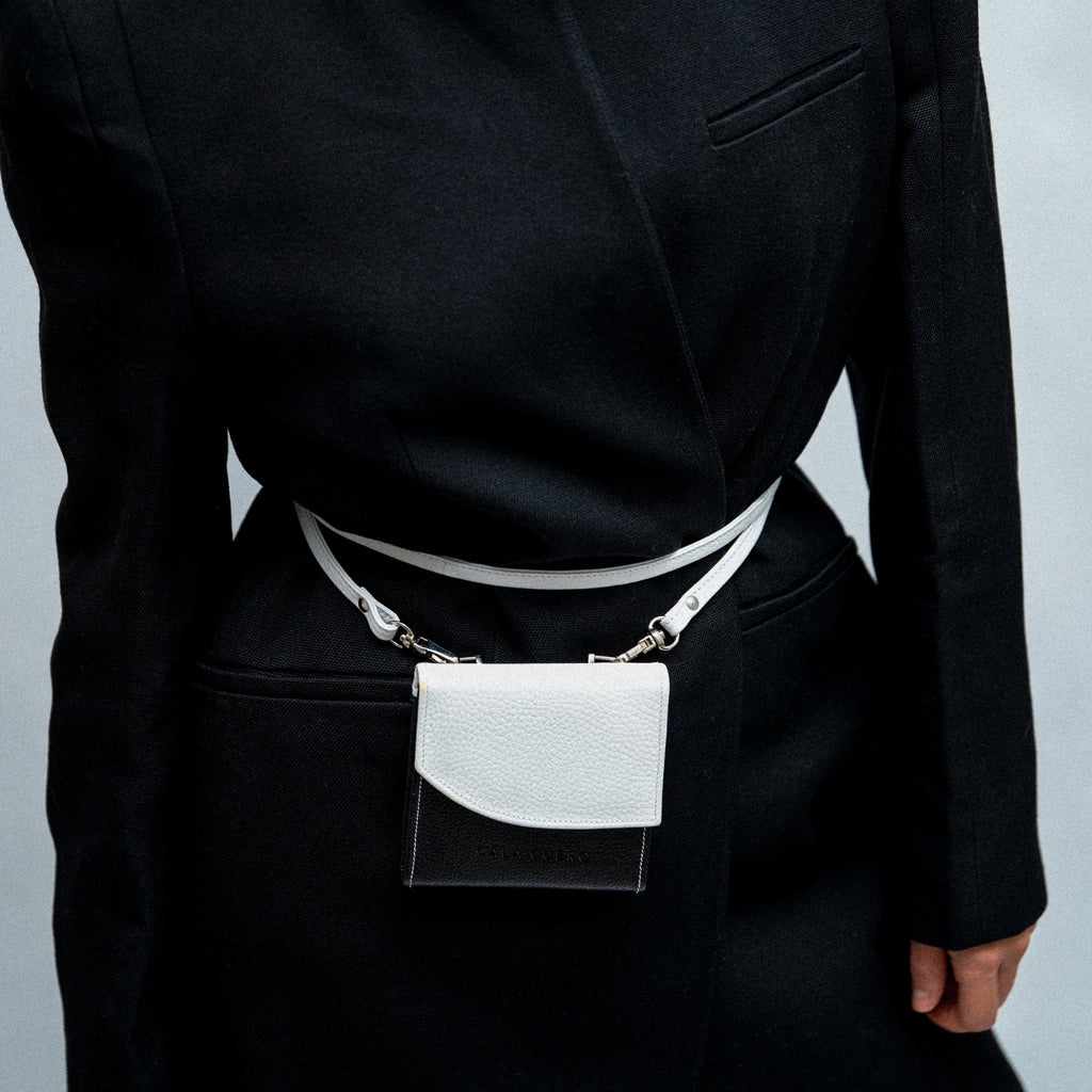 Ona Neck Card Holder Black &amp; White (005)