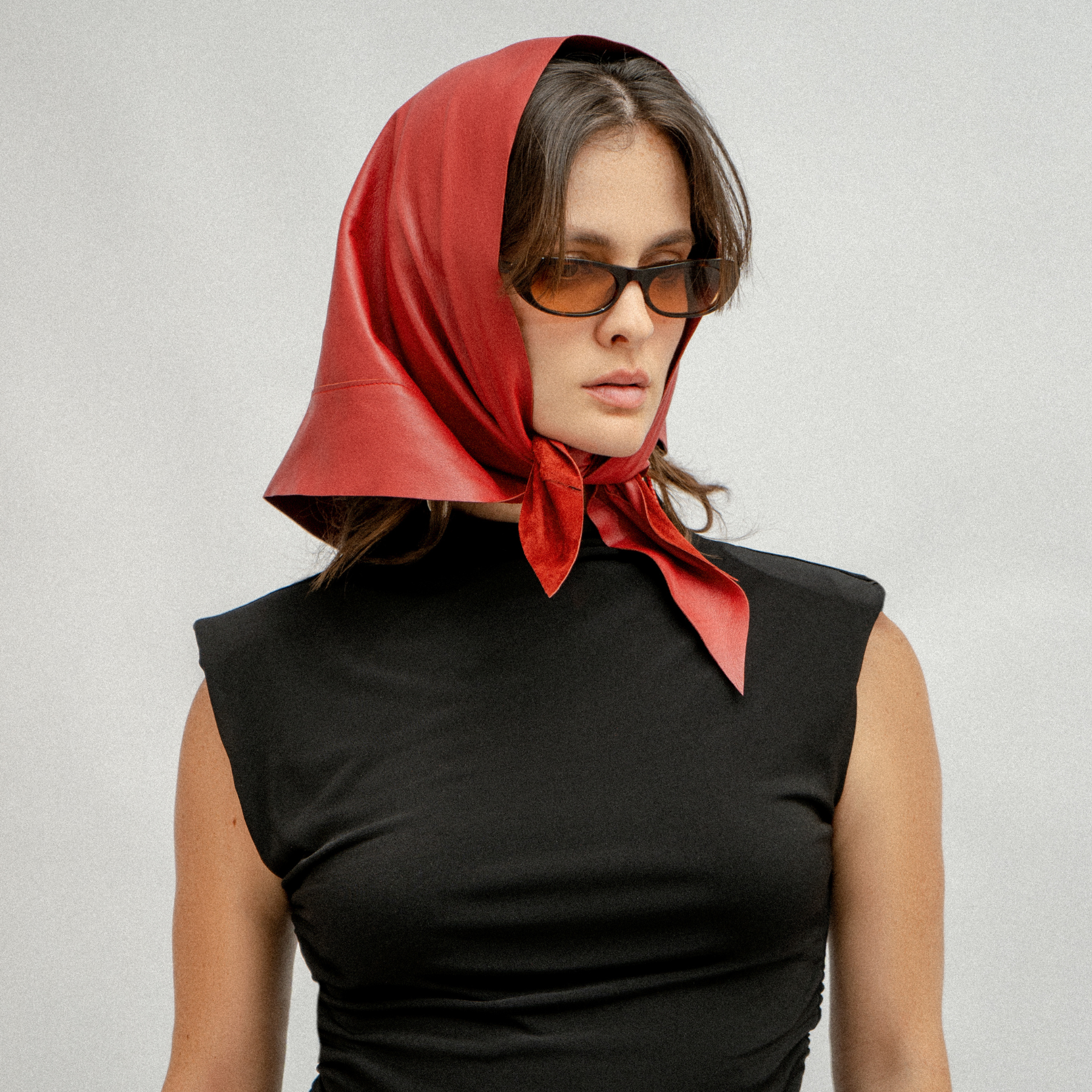Marea Leather Scarf Red (006)