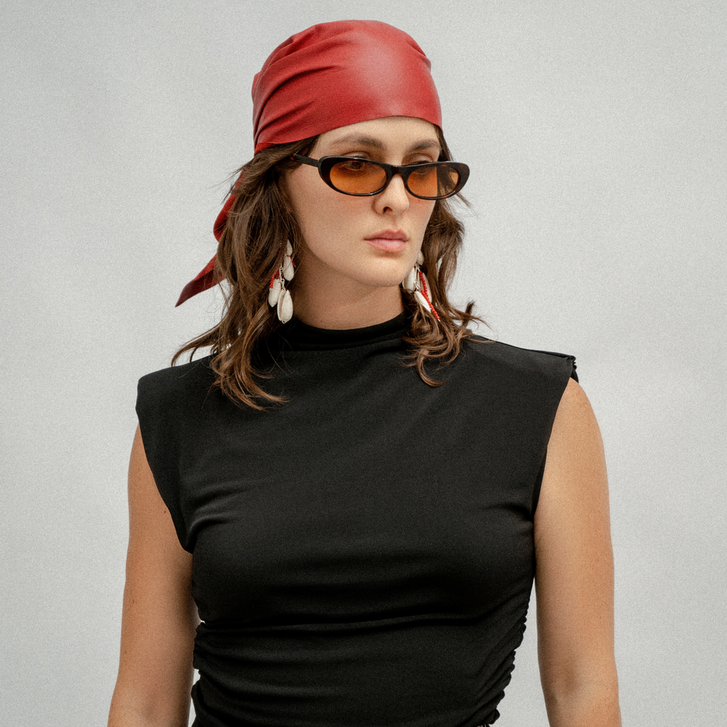 Marea Leather Scarf Red (006)