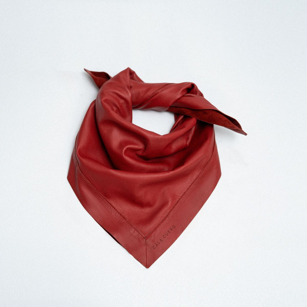 Marea Leather Square Scarf 75 Red (006)
