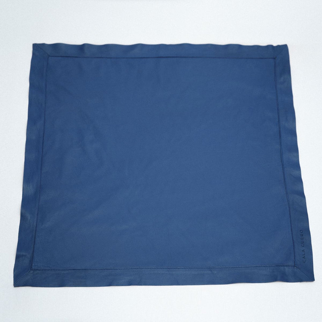 Marea Leather Square Scarf 75 Blue (006)