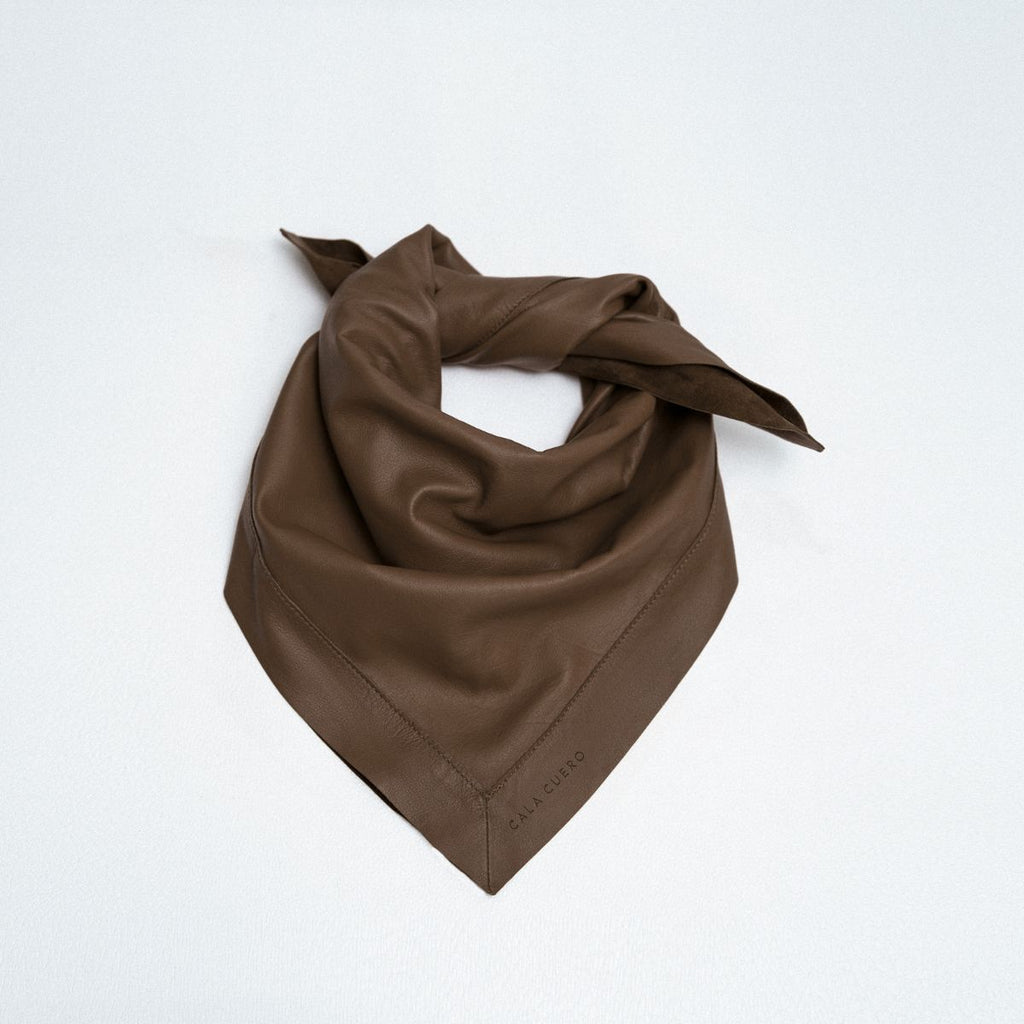Marea Leather Square Scarf 75 Brown (006)