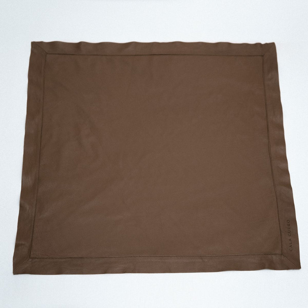 Marea Leather Square Scarf 75 Brown (006)