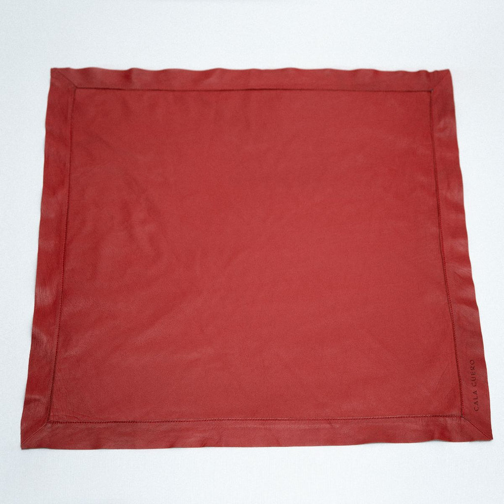 Marea Leather Square Scarf 75 Red (006)